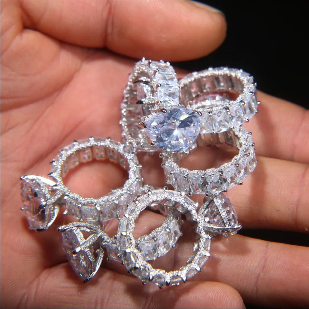 New Gorgeous 925 Silver Wedding Sahhpire Ring - Picture 7 of 8